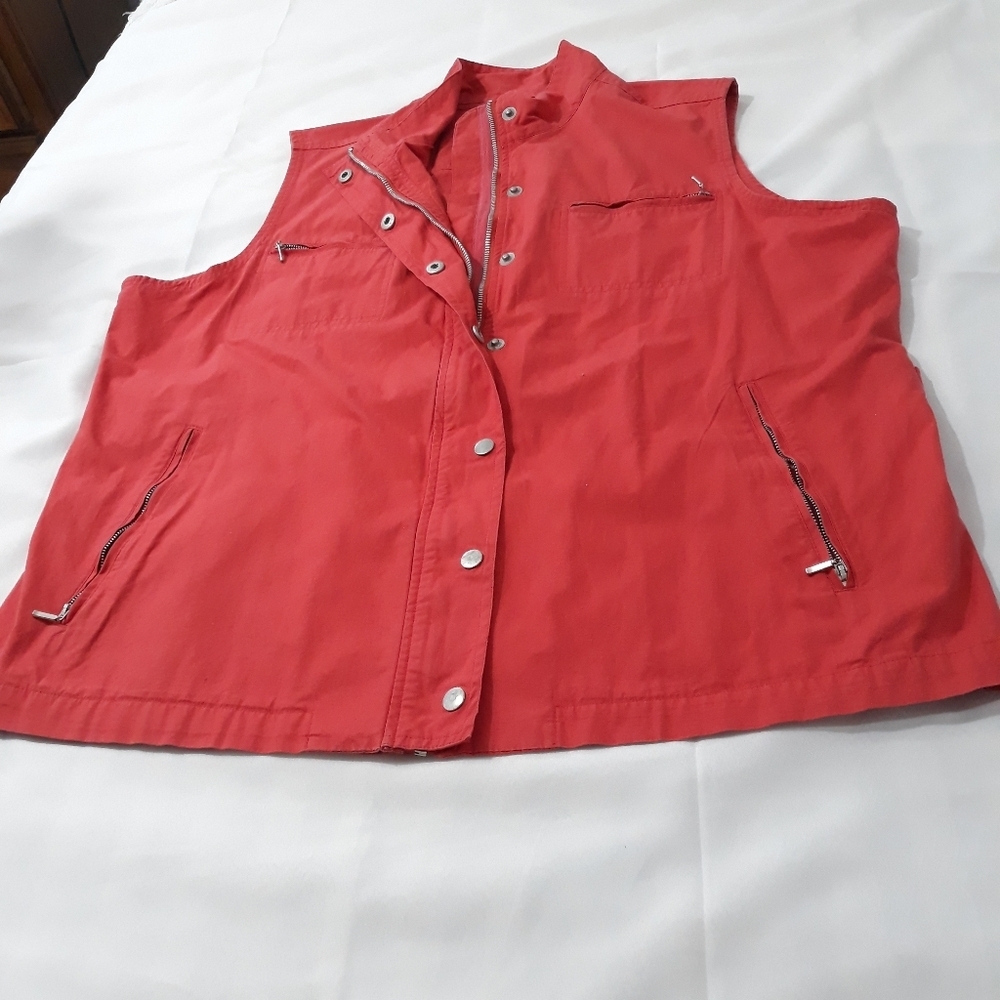 Scandia Woods Women's Red/ Orange Sleeveless Jacket/Vest 100% Cotton  Size XL